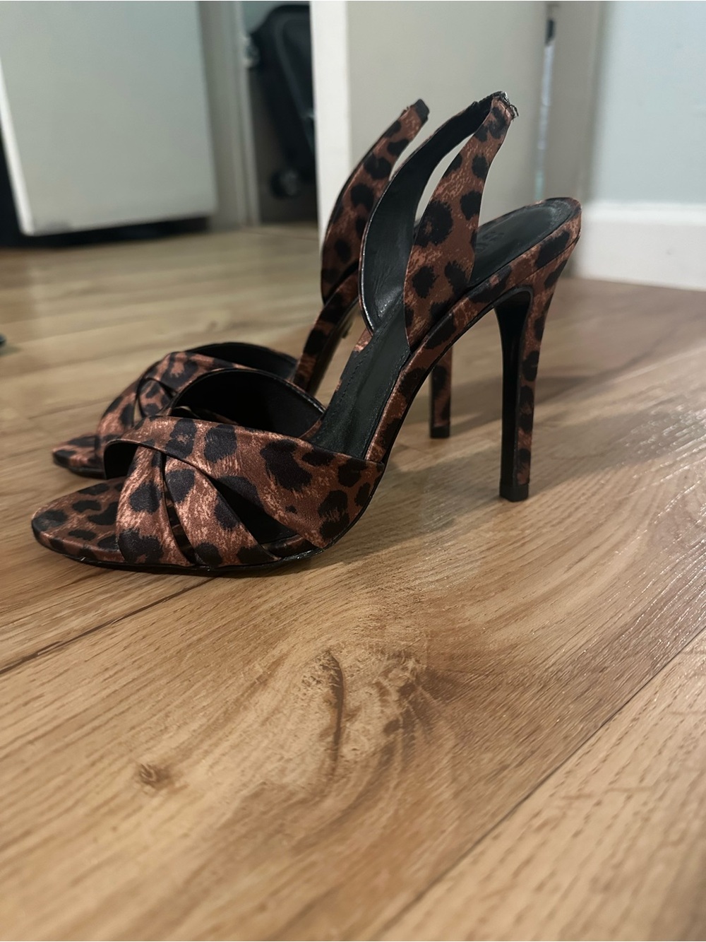 SCHUTZ Leopard Print Slingback Heels - Brown/Black - Picture 2 of 3